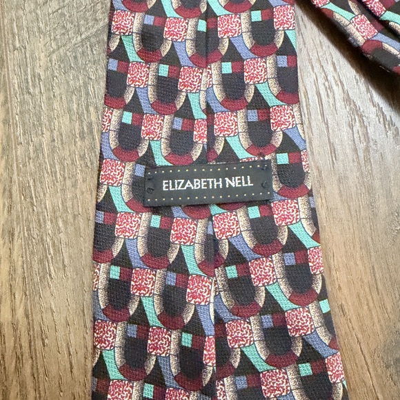 Elizabeth Nell Vintage Italian 100% silk men’s neck tie 80s retro vintage ties - Picture 4 of 9